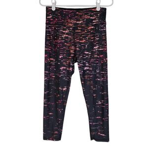RBX High Rise Abstract Print Cropped Pull-on Athletic Leggings Black Pink Medium